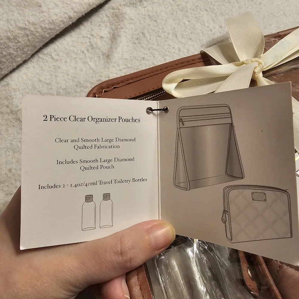 Joan & David Clear Comestic Bag Set with Travel Bottles
